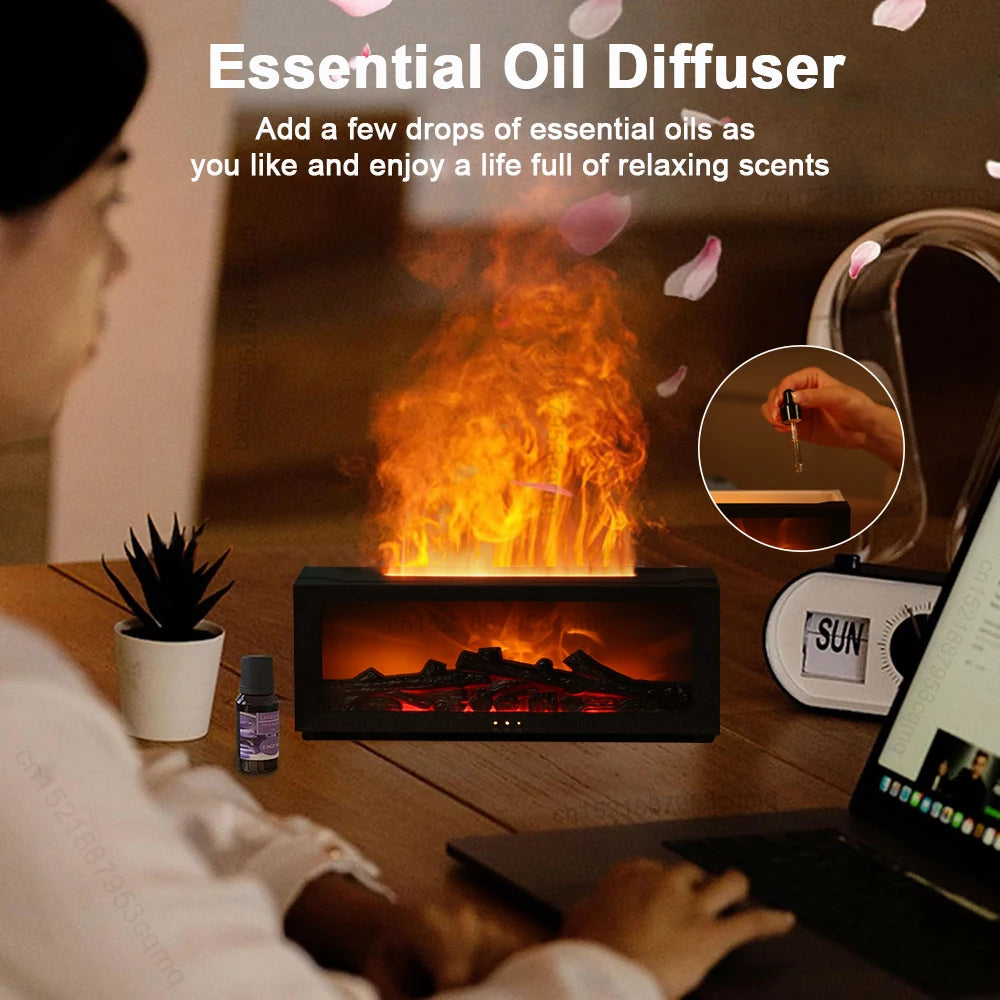 FlameMist | Luchtbevochtiger & Aroma Diffuser Realistisch vlam-effect met LED en afstandsbediening