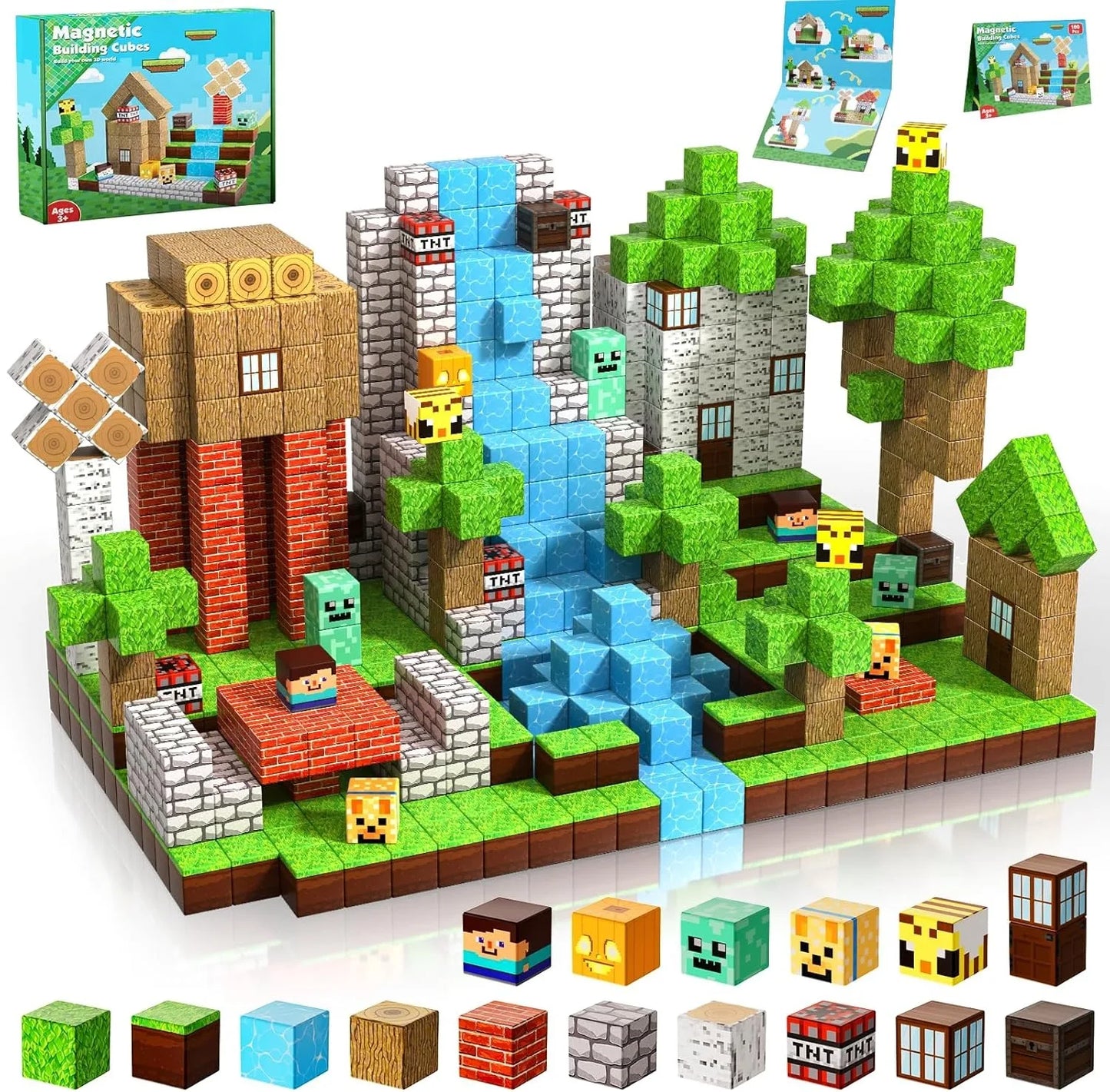 🧩 100 STKS Magnetische Bouwstenen – Boswereld Set