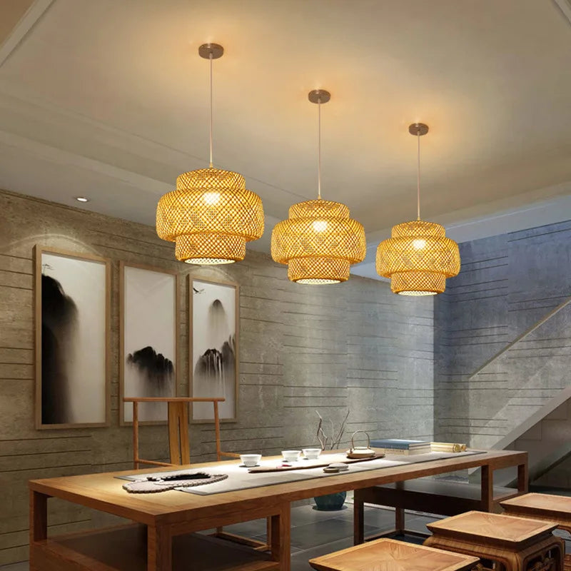 BambooGlow | Handgemaakte Hanglamp Natuurlijke sfeer met gevlochten bamboe