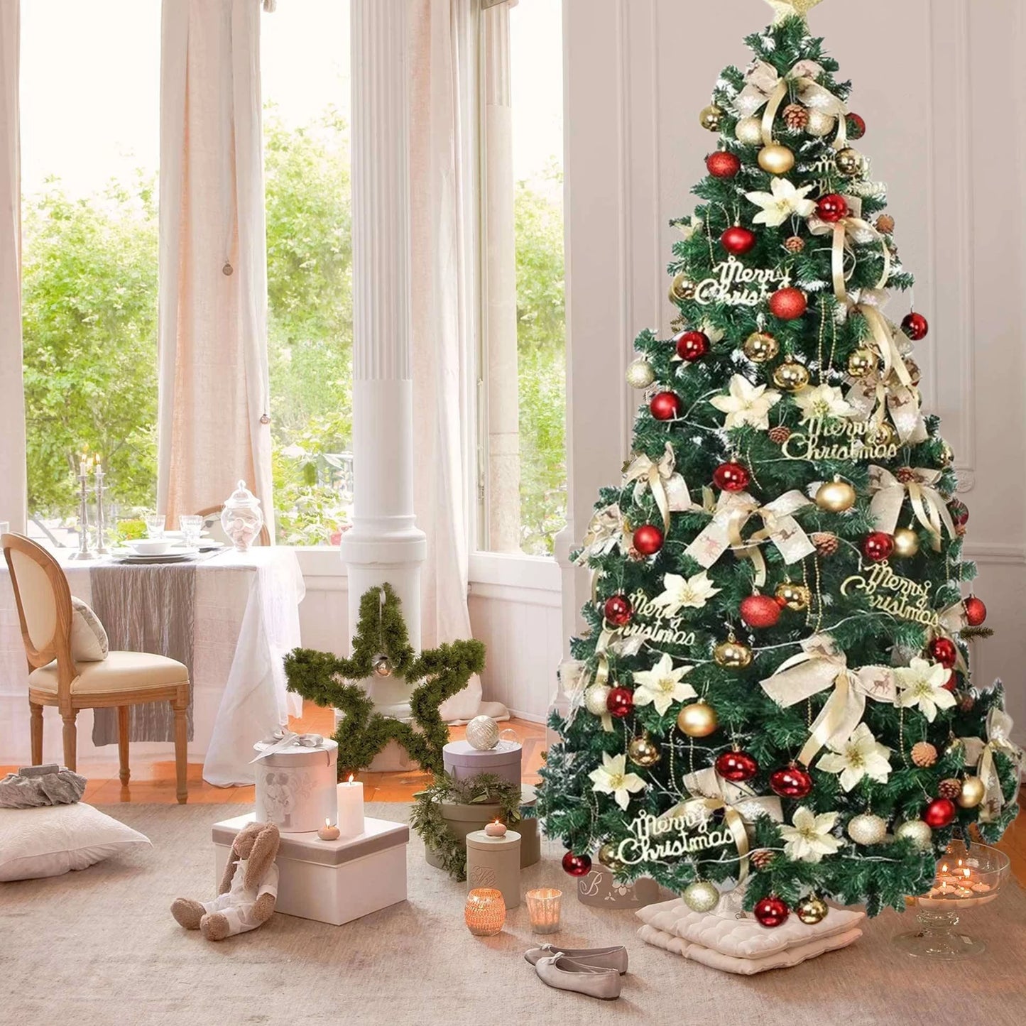 Slanke Kerstboom met Dikke Takken & Stevige IJzeren Voet | Realistische Winterdecoratie