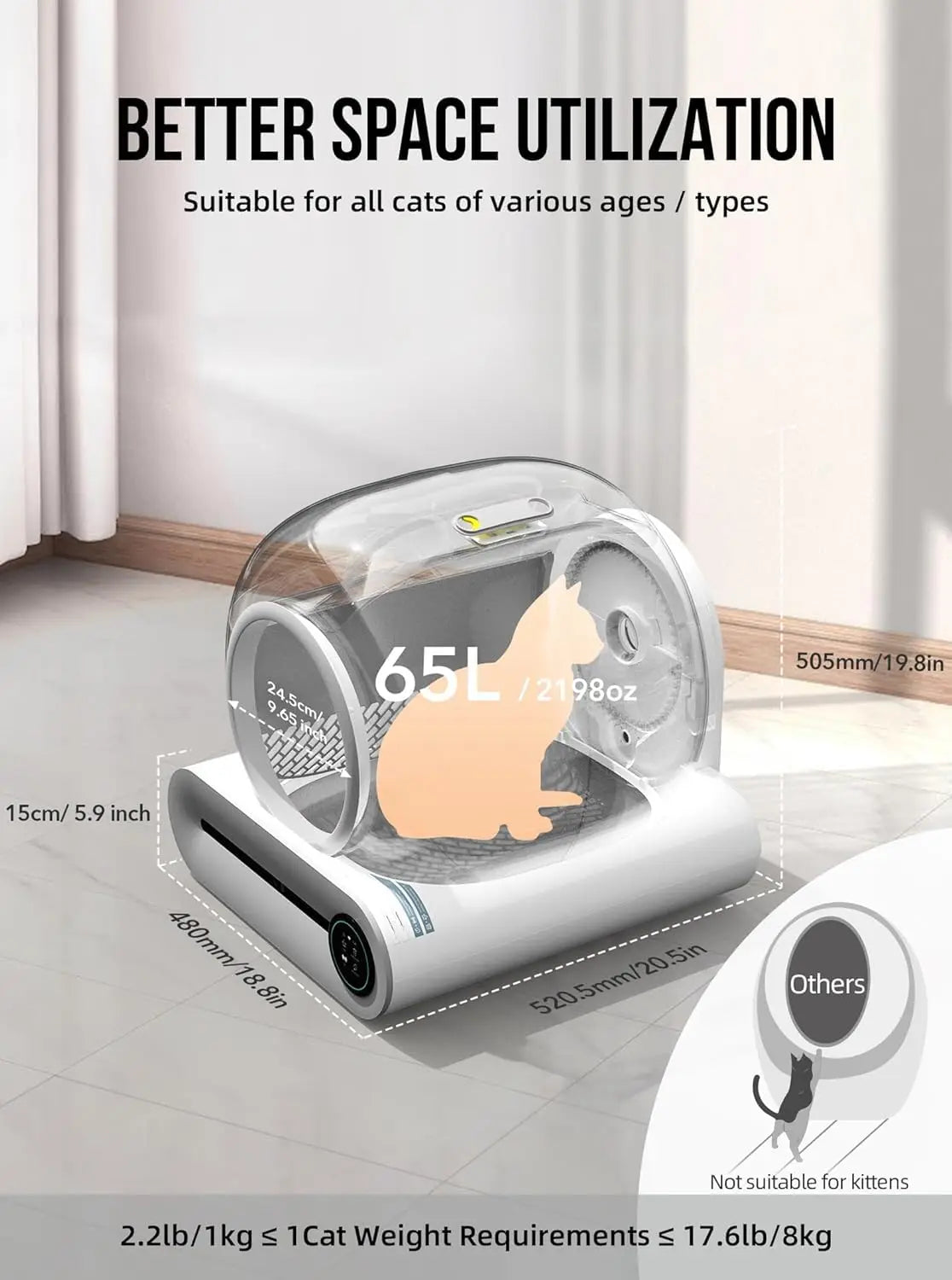 Tonepie T1Pro 65L Automatische Slimme Kattenbak | Zelfreinigend & Volledig Afgesloten