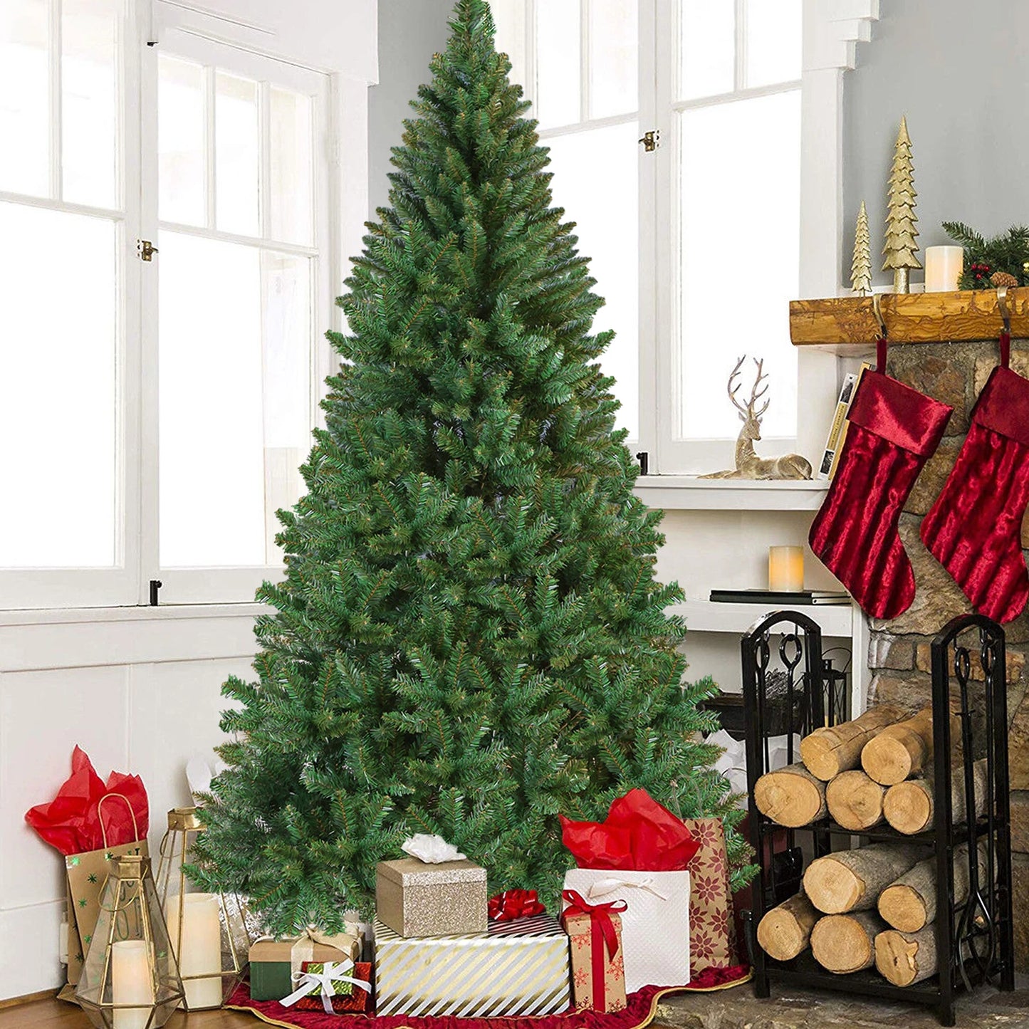 Slanke Kerstboom met Dikke Takken & Stevige IJzeren Voet | Realistische Winterdecoratie