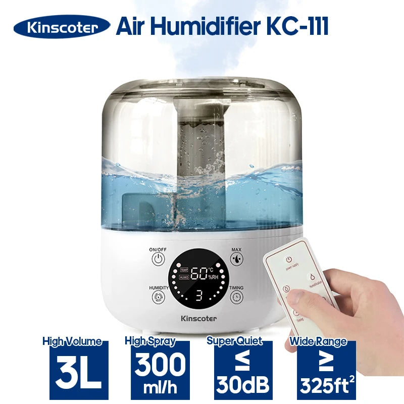 Kinscoter 3L luchtbevochtiger | Voor een gezonde en comfortabele leefomgeving