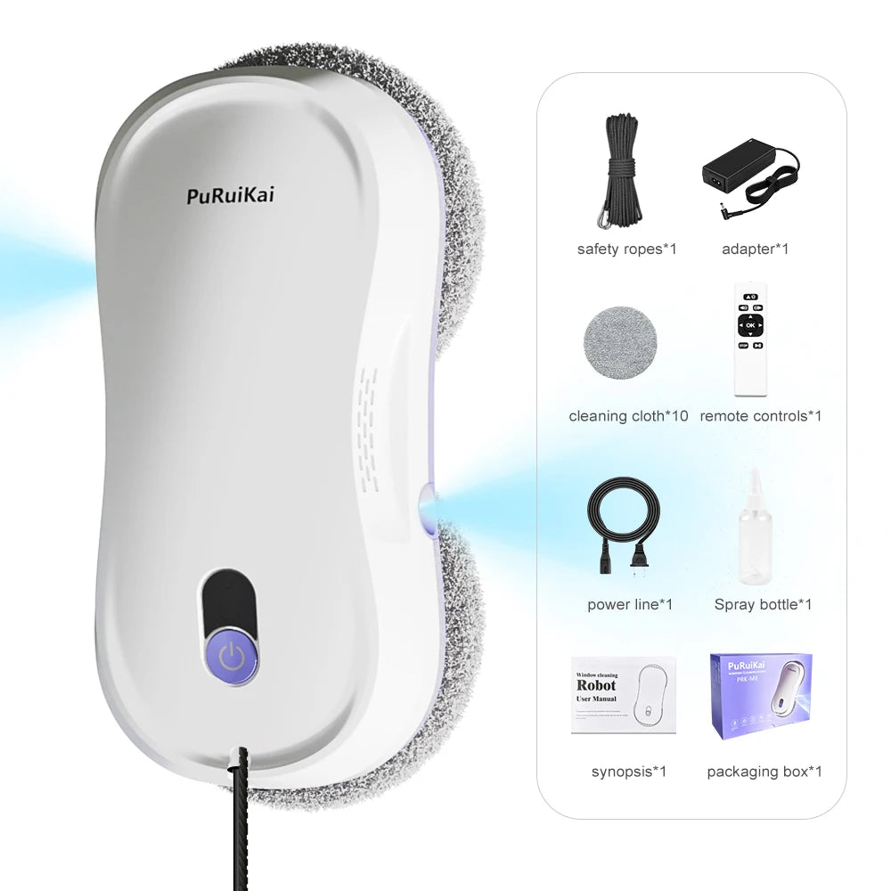 PuRuiKai Robot Raamreiniger | Dubbele Watersproeier & Slim Geheugen