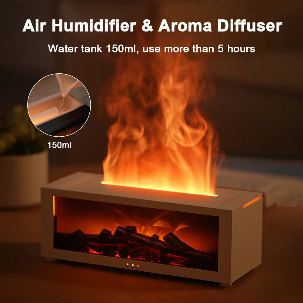 FlameMist | Luchtbevochtiger & Aroma Diffuser Realistisch vlam-effect met LED en afstandsbediening