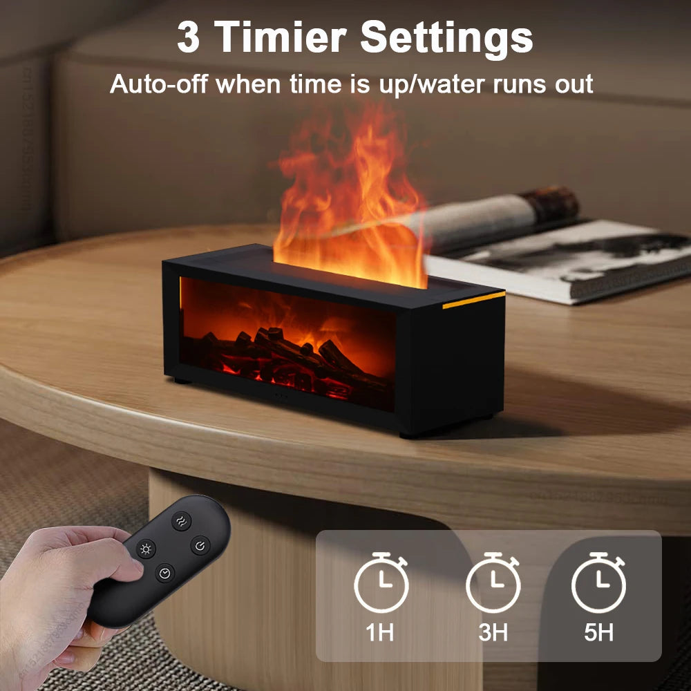 FlameMist | Luchtbevochtiger & Aroma Diffuser Realistisch vlam-effect met LED en afstandsbediening