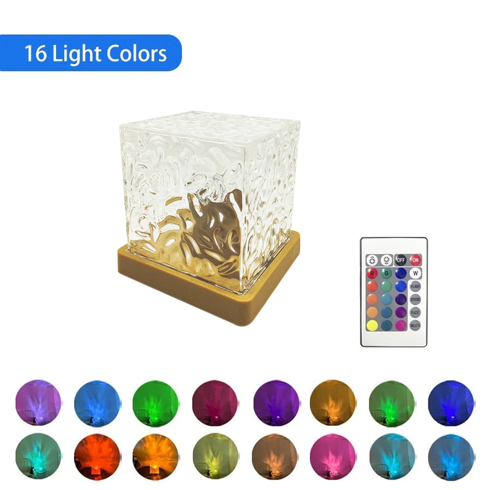 Ocean Wave Aurora Projector – Kristallen Lamp met Vlam Effect, 16 Kleuren RGB, Dimbaar & Afstandsbediening