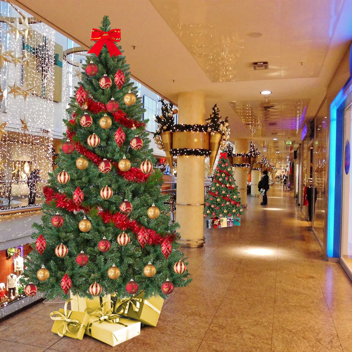 Slanke Kerstboom met Dikke Takken & Stevige IJzeren Voet | Realistische Winterdecoratie