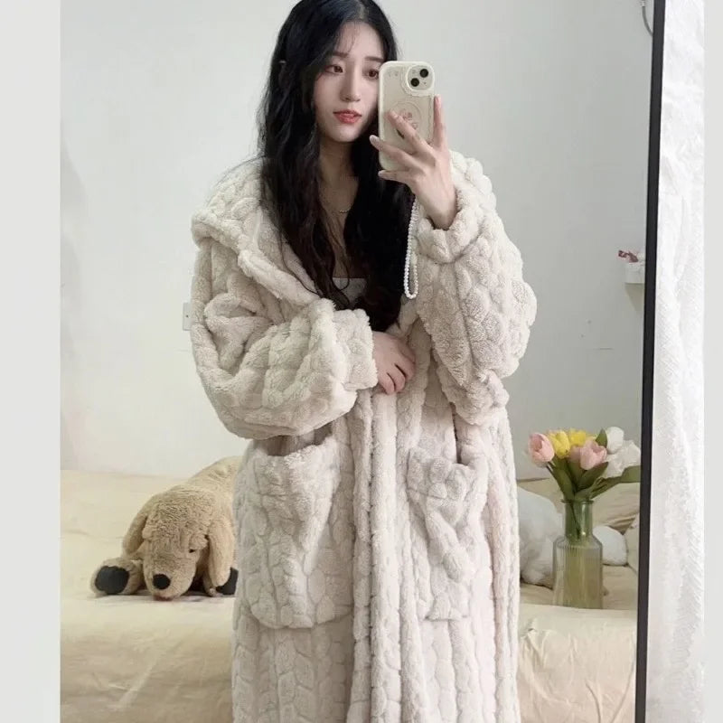 DreamCozy™ | Dames Winter Nachtjapon met Capuchon