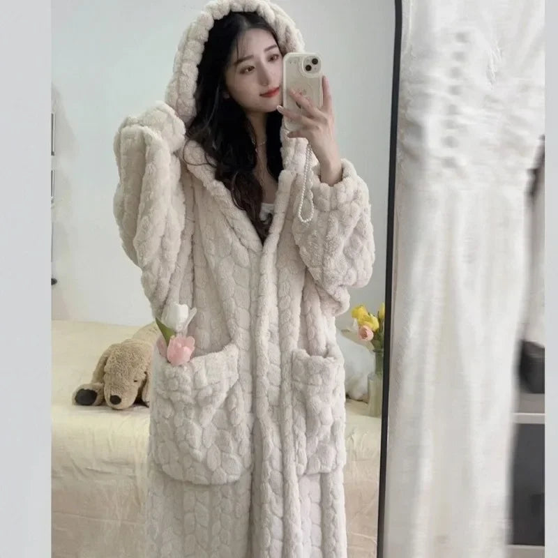 DreamCozy™ | Dames Winter Nachtjapon met Capuchon