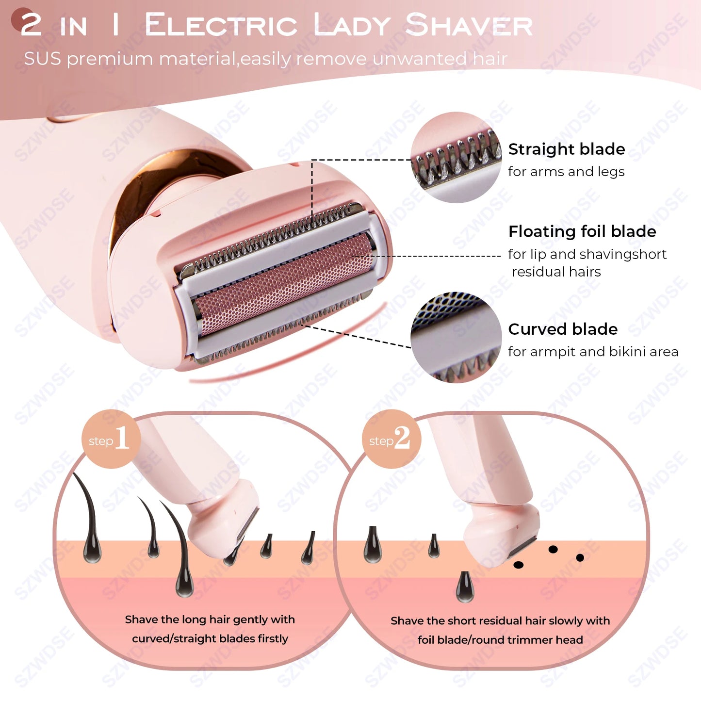 VelvetSkin Lady Shaver | 2-in-1 Trimmer Verwijdert haartjes snel en moeiteloos.