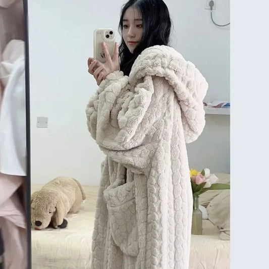 DreamCozy™ | Dames Winter Nachtjapon met Capuchon