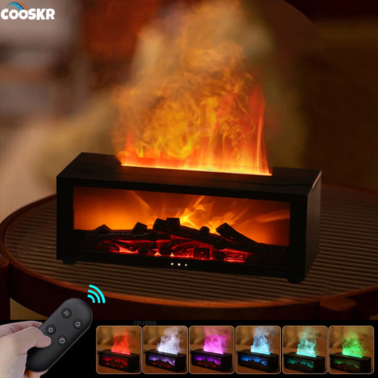 FlameMist | Luchtbevochtiger & Aroma Diffuser Realistisch vlam-effect met LED en afstandsbediening