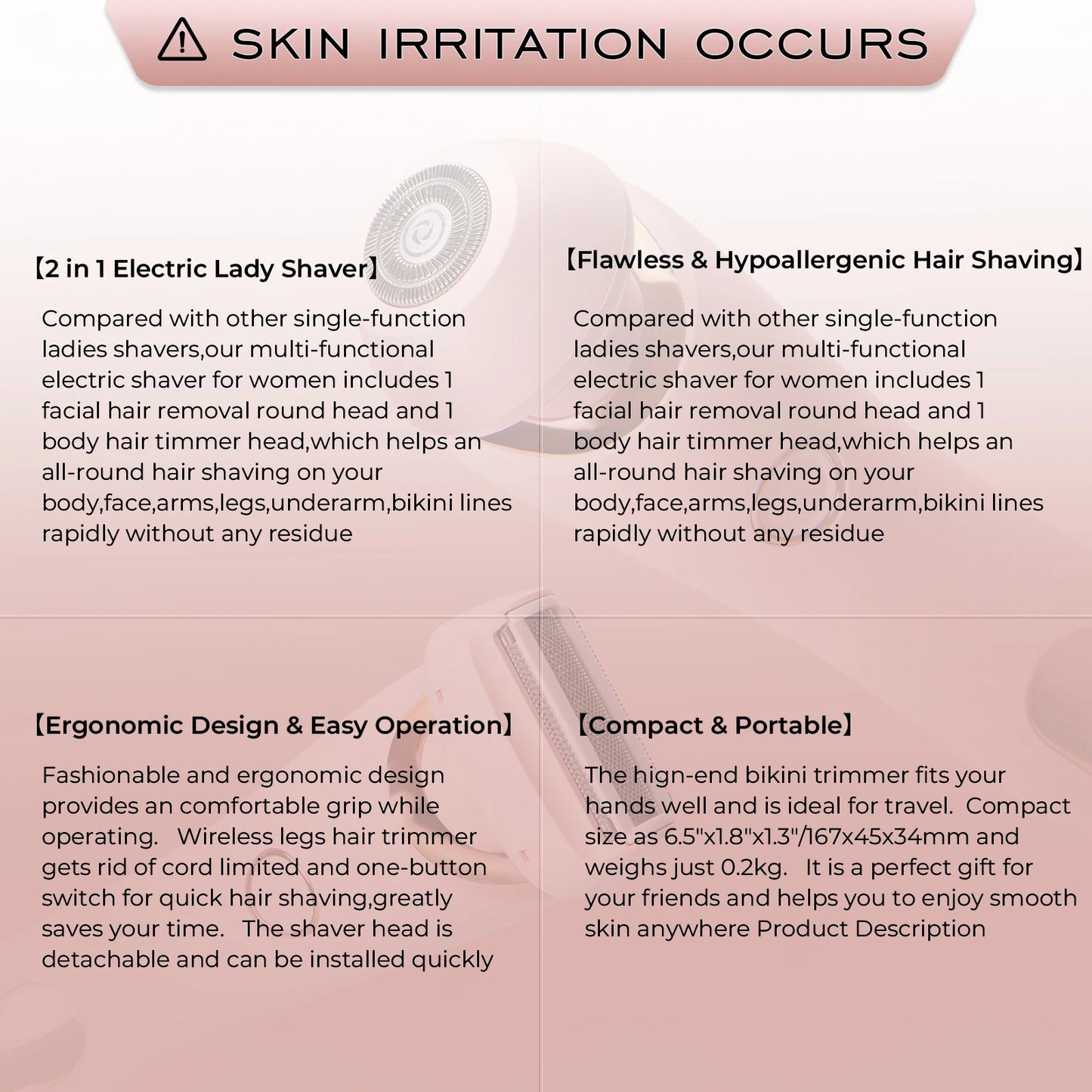 VelvetSkin Lady Shaver | 2-in-1 Trimmer Verwijdert haartjes snel en moeiteloos.
