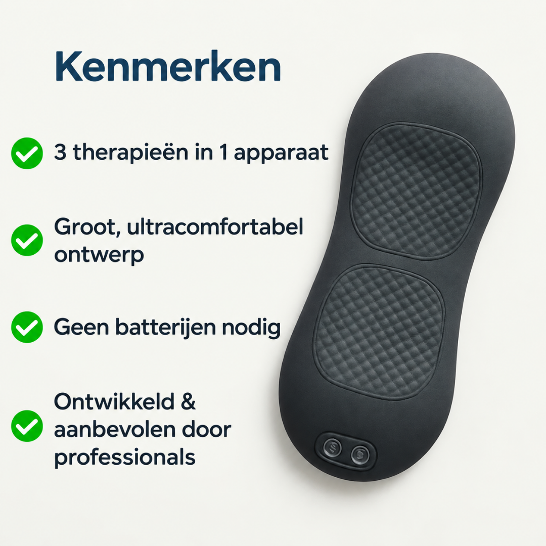 LUMVORA | 3-in-1 Rugkussen met Warmte, Massage & Tractie
