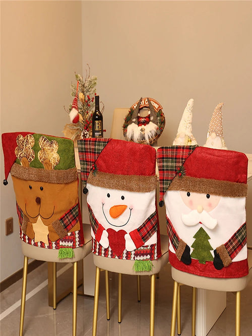 Luxe Kerst Stoelhoezen – Kerstman, Sneeuwpop & Rendier Design | Perfecte Kersttafel Decoratie