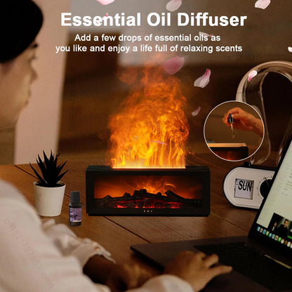 FlameMist | Luchtbevochtiger & Aroma Diffuser Realistisch vlam-effect met LED en afstandsbediening