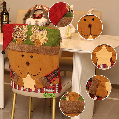 Luxe Kerst Stoelhoezen – Kerstman, Sneeuwpop & Rendier Design | Perfecte Kersttafel Decoratie