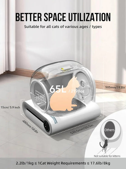 Tonepie T1Pro 65L Automatische Slimme Kattenbak | Zelfreinigend & Volledig Afgesloten