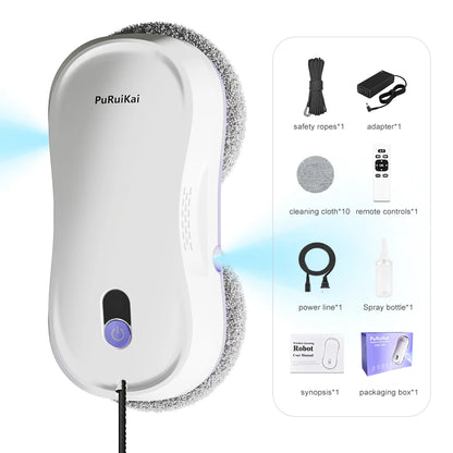 PuRuiKai Robot Raamreiniger | Dubbele Watersproeier & Slim Geheugen