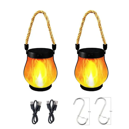 FlameGlow | LED Solar Hanglantaarn Sfeervolle verlichting met realistische vlam