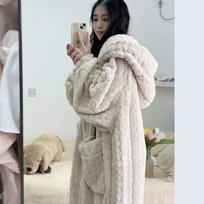 DreamCozy™ | Dames Winter Nachtjapon met Capuchon
